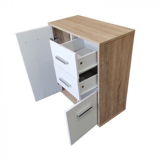 Kommode mit 2 Schubladen Nina Sonoma/Weiß 