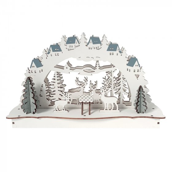 LED Holz Weihnachtsdeko mit Waldmotiv Batteriebetrieben 