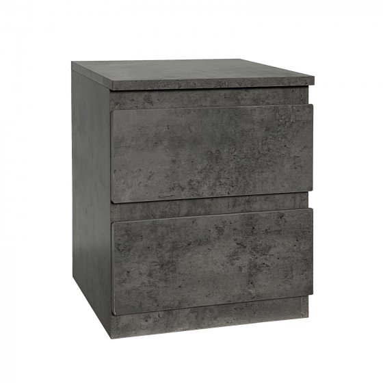 Nachtkommode mit 2 grifflosen Schubladen Thekla Beton 