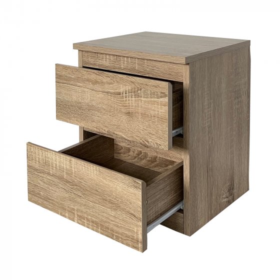 Nachtkommode mit 2 grifflosen Schubladen Thekla Sonoma 