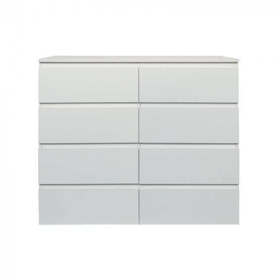 Kommode 8 grifflose Schubladen Thekla Weiß 