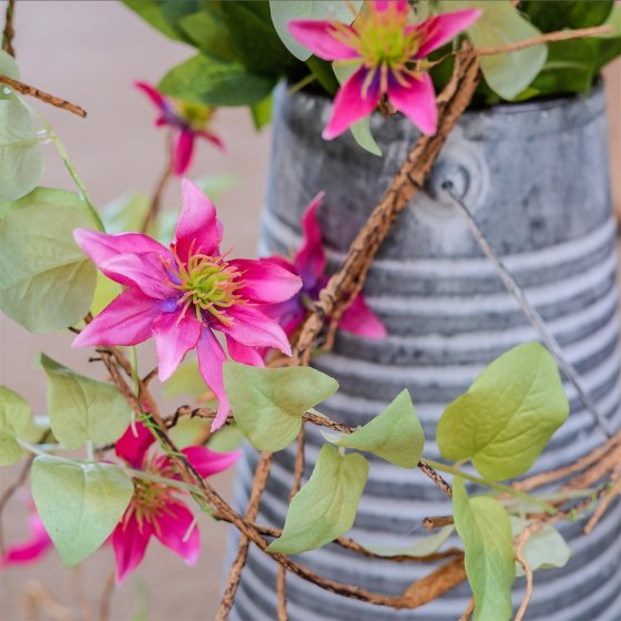 Pflanzgefäß aus Metall mit Henkel Cottage Deko für Garten und Terrasse