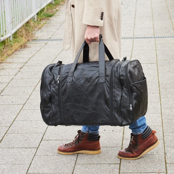 Echtleder-Reisetasche mit seitlicher Öffnung 