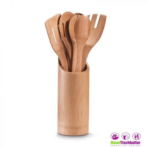 Küchenutensilienhalter-Set, 7-teilig Bambus 