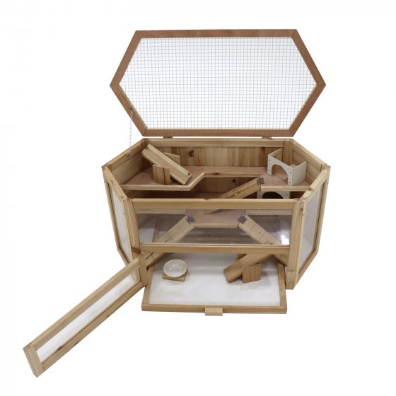 Hamsterkäfig aus Holz und Plexiglas Natur Pur für Ihren kleinen Nager 