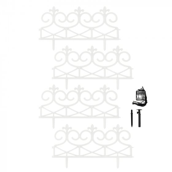 Rasenkante 960 cm weiß mit Solarlichterkette 