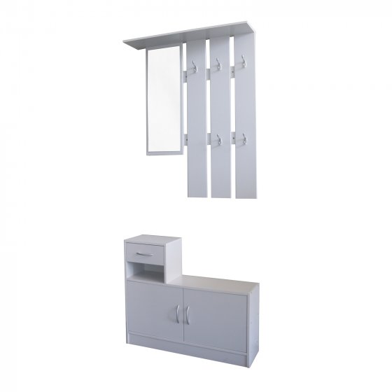 Garderobenpaneel mit Schuhschrank Thekla Weiß