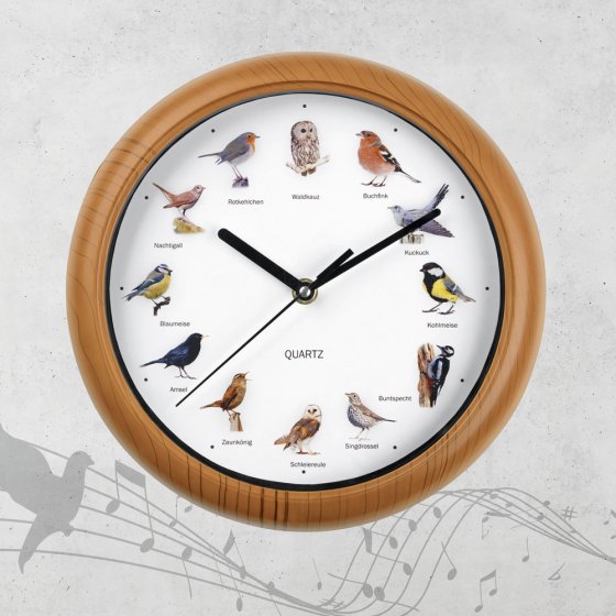 Wanduhr mit Vogelstimmen