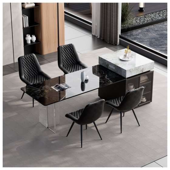 Esszimmerstuhl Astrid 2er-Set Kunstleder Schwarz 