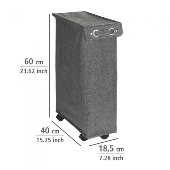 Wäschesammler Mod. Corno Prime Schwarz/Weiß, Wäschekorb, 43 l, mit Deckel 