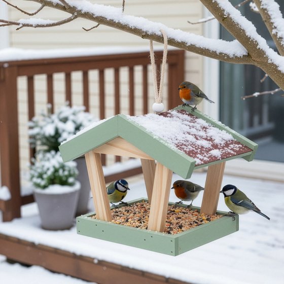 Vogel-Futterhaus aus Holz 