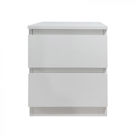 Nachtkommode 2er Set Weiß mit 2 grifflosen Schubladen 