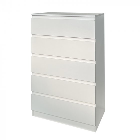 Kommode in weiß mit 5 grifflosen Schubladen Modernes Design und viel Stauraum 