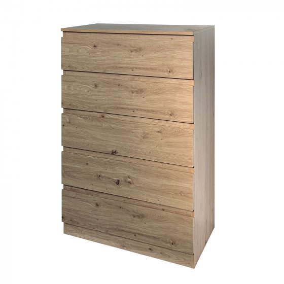 Kommode mit 5 grifflosen Schubladen Artisaneiche Thekla 