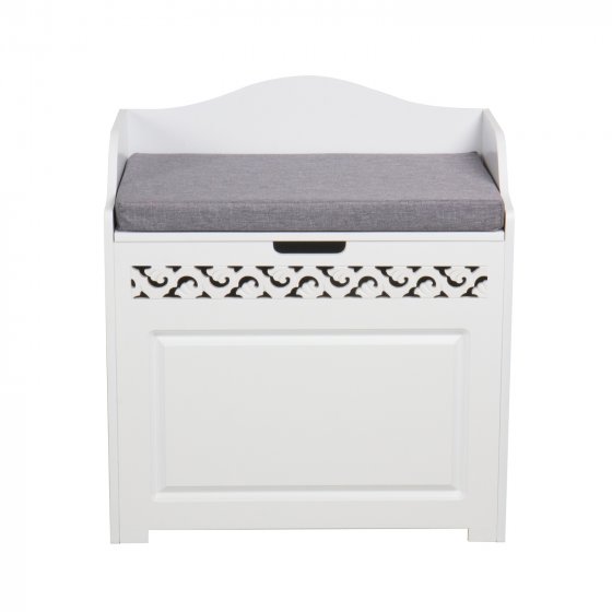 Sitzbank mit Stauraum und Polster Weiß mit Ornament-Design 