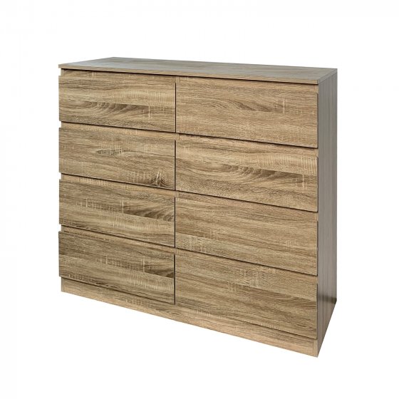 Moderne Kommode mit 8 grifflosen Schubladen Sonoma 