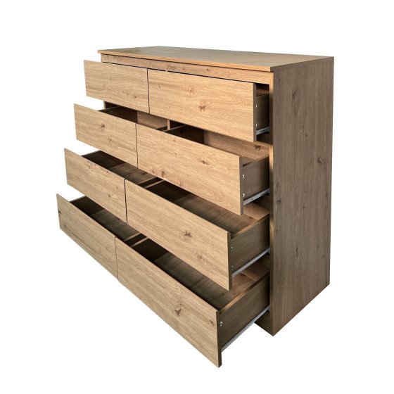 Moderne Kommode mit 8 grifflosen Schubladen Artisaneiche 