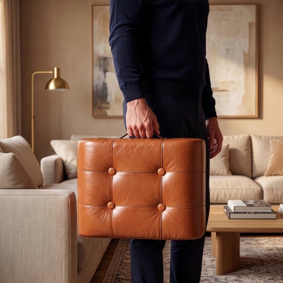 Gepolsterter Fußhocker im Retro-Stil 