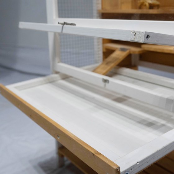 Erhöhter Kleintierkäfig aus Holz Nagerkäfig für Kaninchen, Meerschweinchen und Co. 