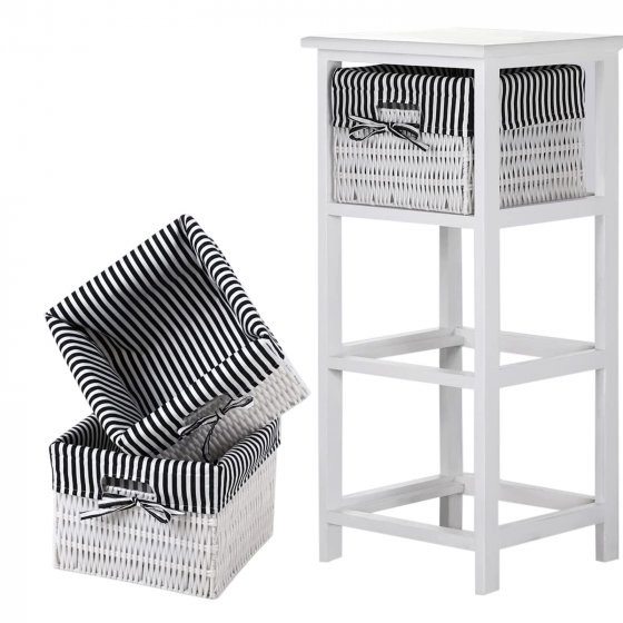 Praktisches Regal aus Paulowniaholz mit 3 Körben vielseitige Aufbewahrungslösung 