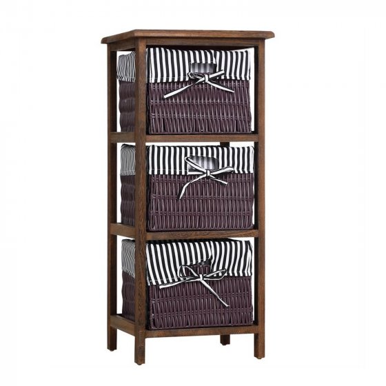 Praktisches Regal aus Paulowniaholz mit 3 Körben vielseitige Aufbewahrungslösung 