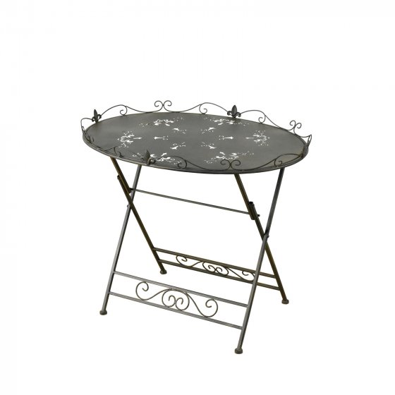 Gartentisch aus Metall Rostoptik Beistelltisch romantisch für Terrasse Balkon 