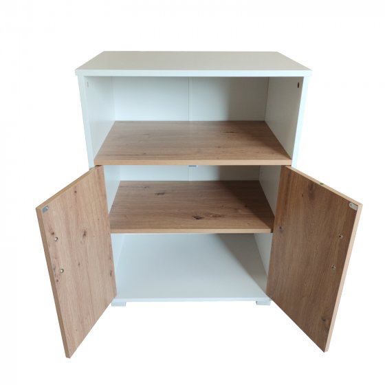 Küchenschrank Blanca Weiß mit Türen in Artisaneiche 