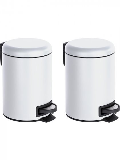 Kosmetik Treteimer Mod. Leman Weiß 3 L, 2er Set, Kosmetikeimer, Mülleimer
