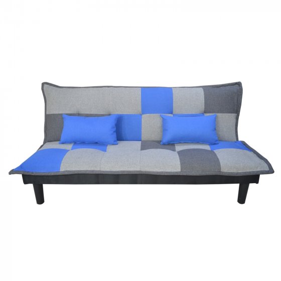 Couch Karo mit Schlaffunktion Blau 