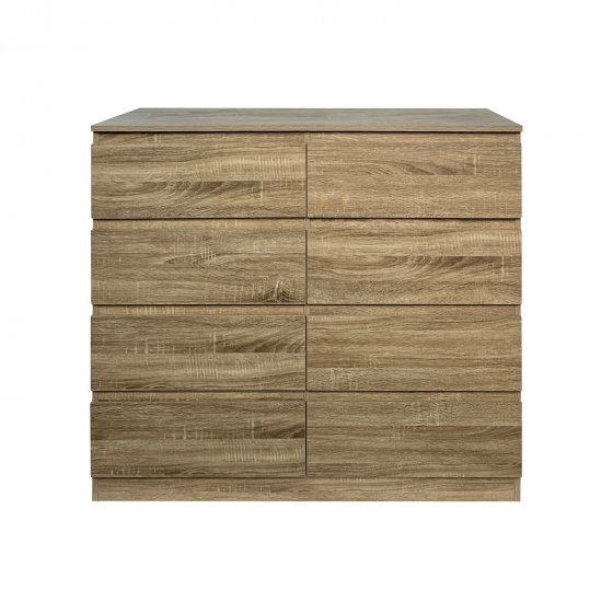 Moderne Kommode mit 8 grifflosen Schubladen Sonoma 