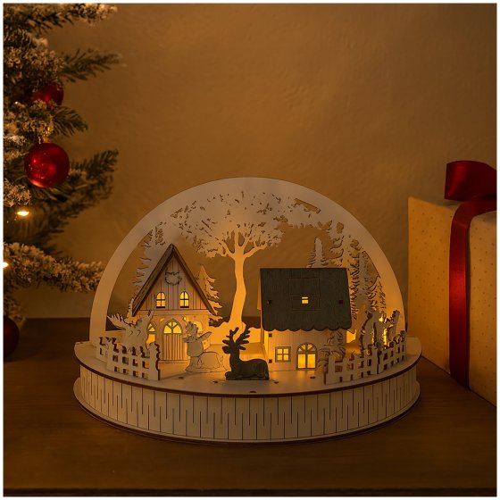Weihnachtsszene beleuchtet Rehe