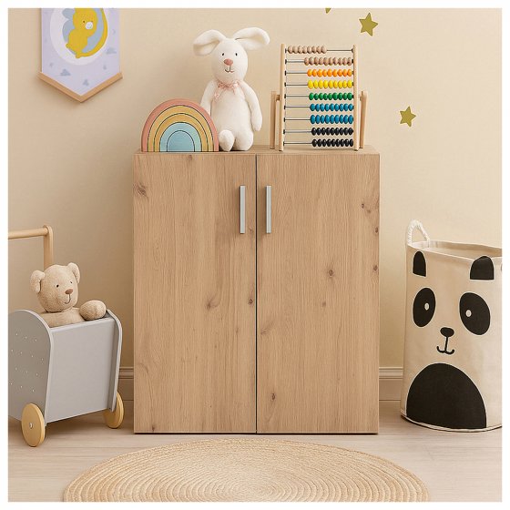 Kommode mit 2 Regalfächern Nina Weiß-Artisaneiche 