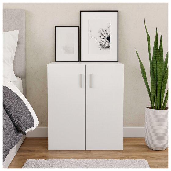 Kommode mit 2 Regalfächern Nina Weiß