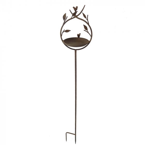 Vogeltränke mit Stab Metall Höhe 123 cm dekorative Gartendeko