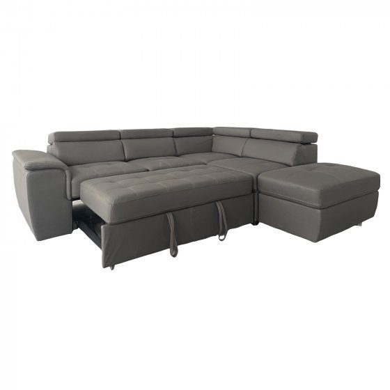 Couch Sandy mit Ottomane rechts Grau 