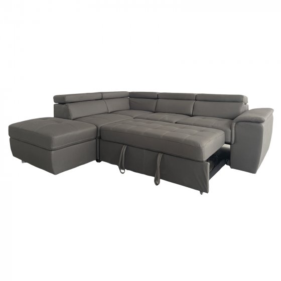 Couch Sandy mit Ottomane links Grau 