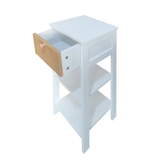 Beistelltisch mit Schublade Jerik Weiß Holzoptik 
