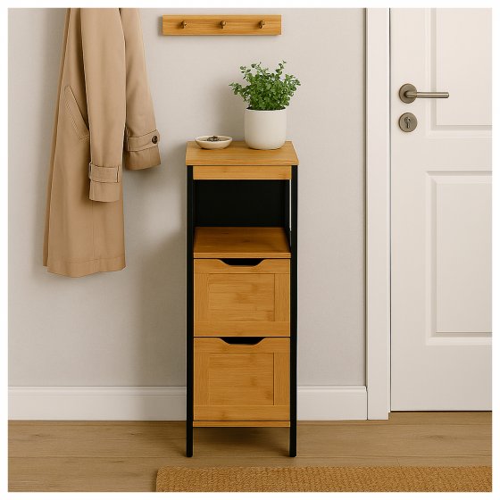 Badschrank Jerik Schwarz Holzoptik 