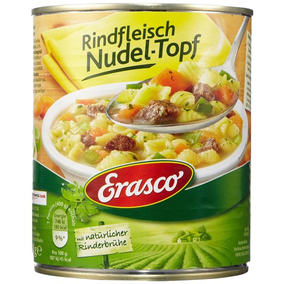 Erasco Rindfleisch Nudeltopf mit natürlicher Rinderbrühe 800g 