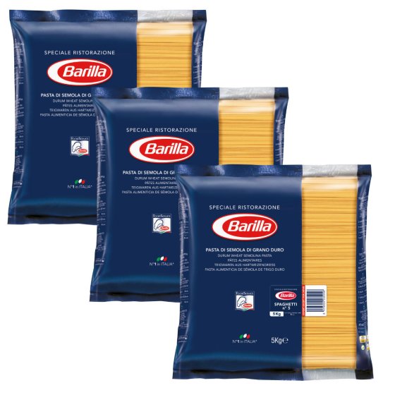 Barilla Spaghetti Nr 5 Lange Pasta aus Hartweizengriess 5000g 3er Pack 