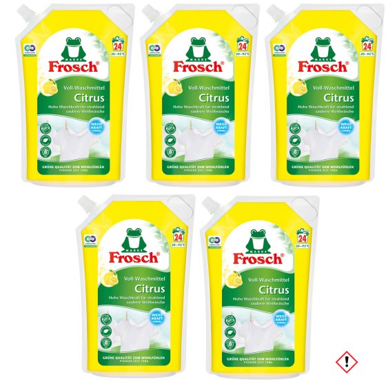 Frosch Citrus Voll Waschmittel hohe Waschkraft 24 WL 5er Pack 