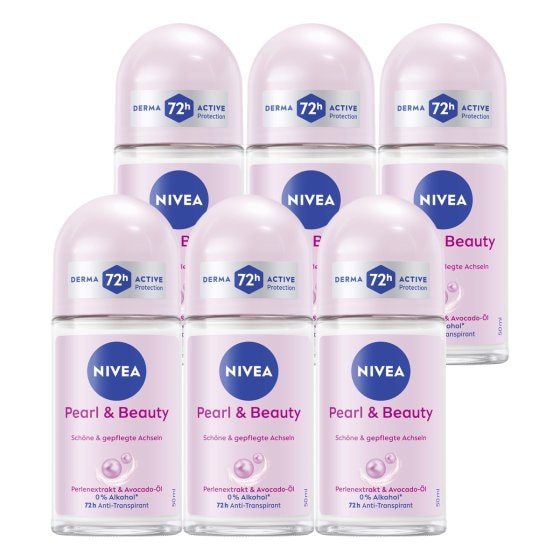 Nivea Deo Pearl Beauty RollOn 72h AntiTranspirantschutz 50ml 6er Pack 