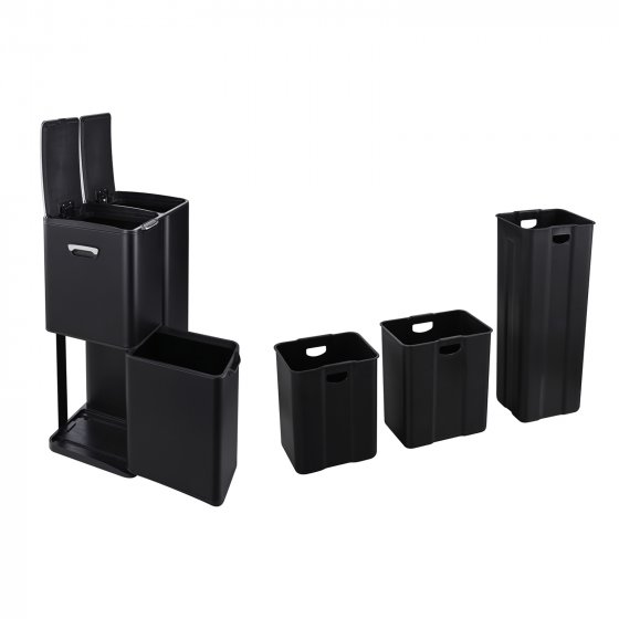 Mülleimer Edelstahl mit 3 Behältern Schwarz 