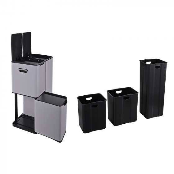 Mülleimer Edelstahl mit 3 Behältern Grau 