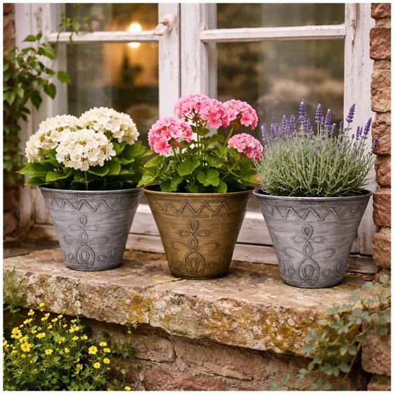 Blumentopf Nessa Ornamente Gold Silber 3er-Set 