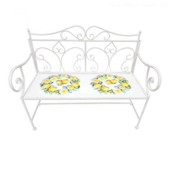 Garten Tischgruppe mit Bank Menton Metall Weiß 