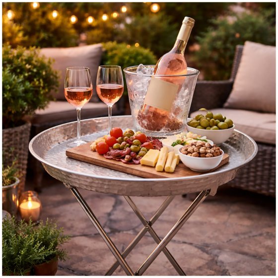 Beistelltisch rund, klappbar Metall 