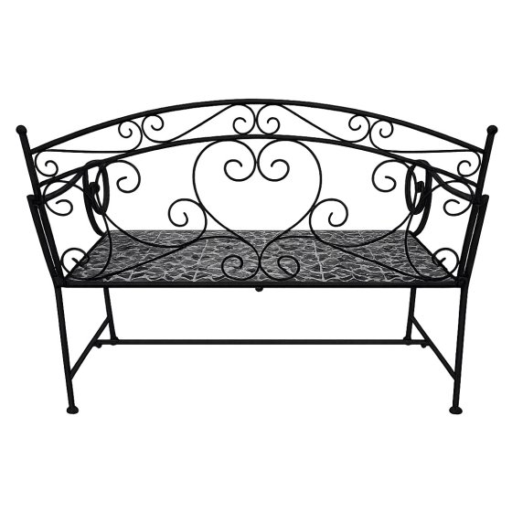 Metall Gartenbank mit Mosaik Sitzfläche Vintage Gartenbank 109 cm 