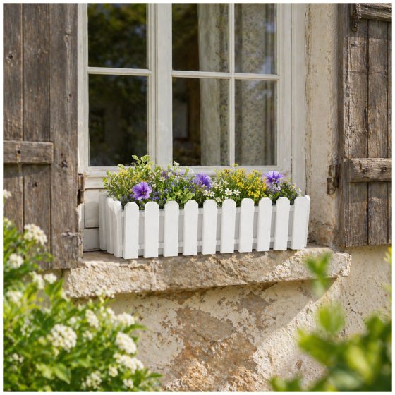 Blumenkasten mit Wasserspeicher Nessa 50 cm Weiß 