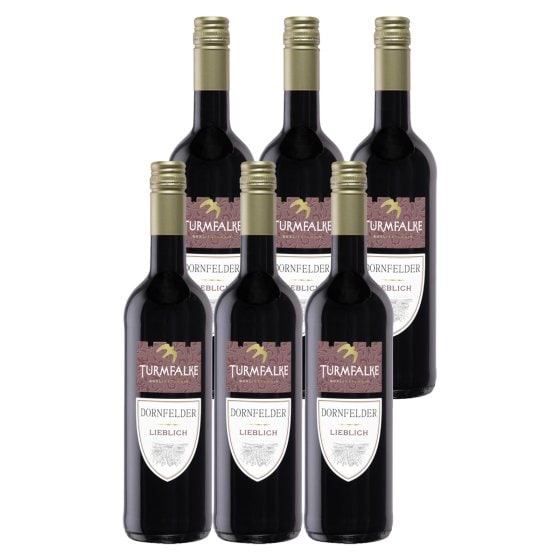Turmfalke Dornfelder Rotwein lieblich fruchtig 750ml 6er Pack 